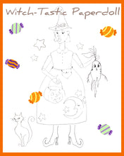 Load image into Gallery viewer, PREORDER - Witch-Tastic Paperdoll - Paintable Fall 2023Polymer Stamp Sheet  (6&quot; x 8&quot;)
