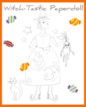 Load image into Gallery viewer, PREORDER - Witch-Tastic Paperdoll - Paintable Fall 2023Polymer Stamp Sheet  (6" x 8")