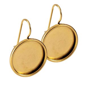 Earring Large Bezel Circle Antique Gold (1 pair)