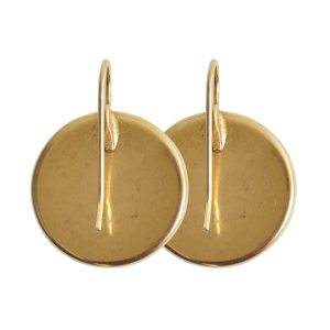 Earring Large Bezel Circle Antique Gold (1 pair)