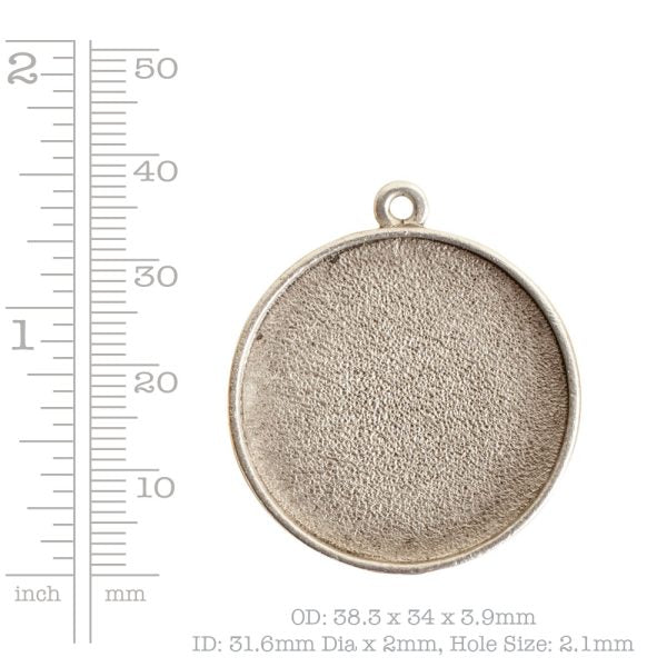 Grande Pendant Circle Single Loop Sterling Silver Plate (SILVER) 1.5