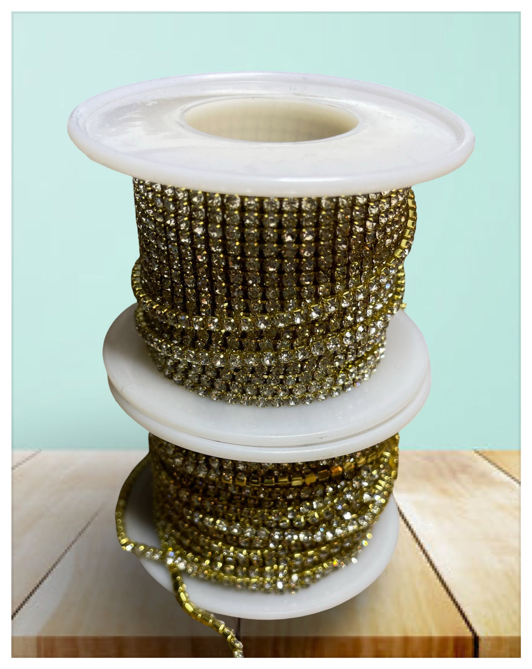 2mm Rhinestone Chain (Metal Brass) - sold by the foot