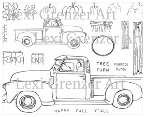 “Fall Pickup" - Paintable Fall 2024 Polymer Stamp Sheet  (6" x 8")