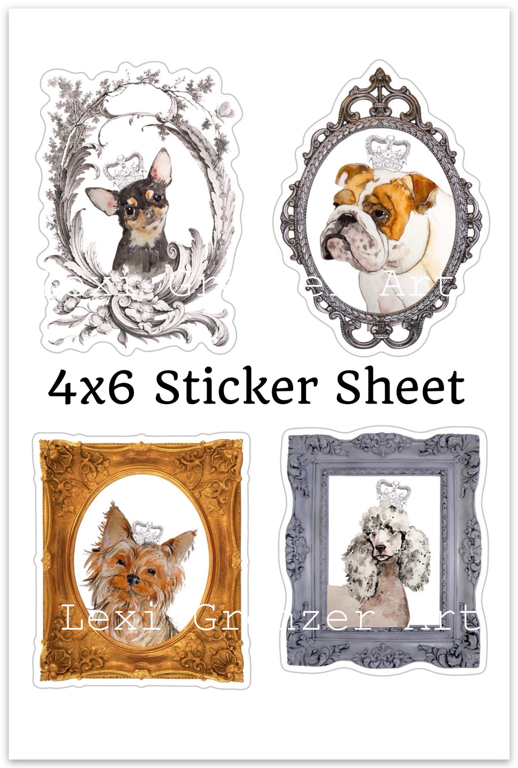 Crowned Pups Sticker Sheet (4