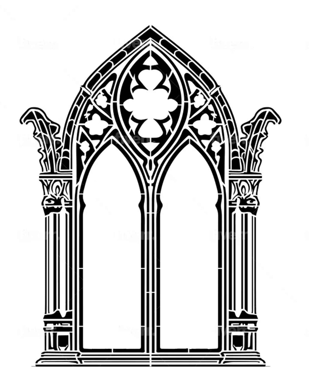 Roycycled Reusable Craft Stencil - Gothic Window - NEW LARGE SIZE 12