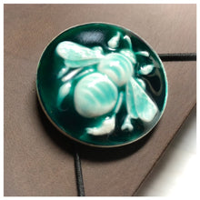 Load image into Gallery viewer, Leather Midori Journal with Resin Bezel Button - Bee
