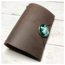 Load image into Gallery viewer, Leather Midori Journal with Resin Bezel Button - Bee
