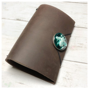 Leather Midori Journal with Resin Bezel Button - Bee