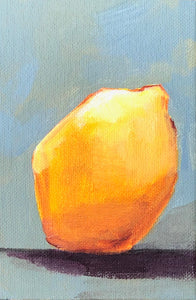 Original Acrylic Painting, Still Life Lemon, 4" x 6" (portrait) Canvas Panel (Ready for Frame)