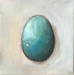 Acrylic Painting, Blue Egg/Putty Background, 4" x 4" Stretched Canvas