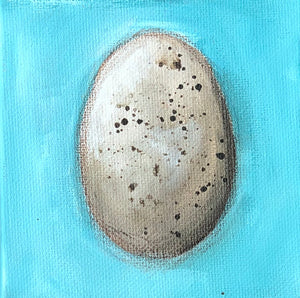 Acrylic Painting, Brown Egg, 4" x 4" Stretched Canvas