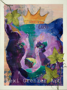 5/27 Mixed Media: Bear with Crown and Ivy by Lexi Grenzer