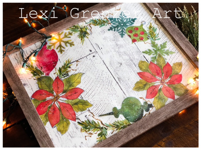 (Instant Download) Watercolor Christmas Decoupage Wreath
